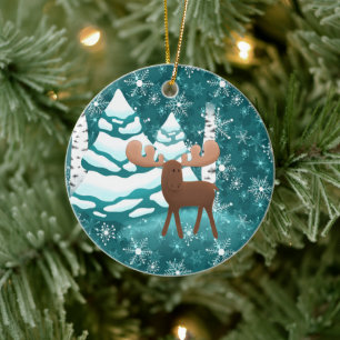 De Cerâmica Ornamento sazonal dos alces do feriado do Natal