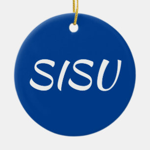 De Cerâmica Ornamento SISU (Redondo;Azul; Ornamento finlandês