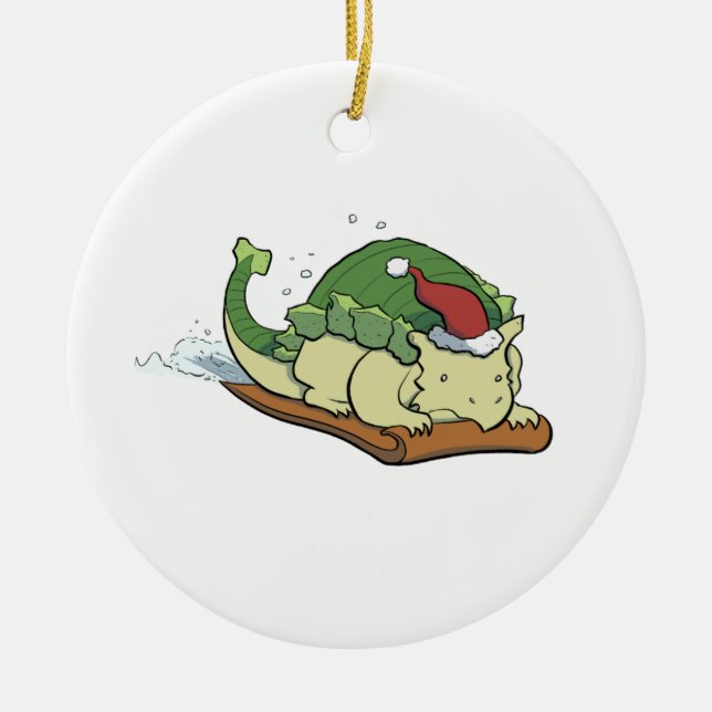 De Cerâmica Ornamento Sledding do Ankylosaurus (Frente)