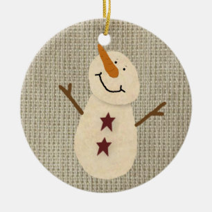 De Cerâmica Ornamento Snowman Prim Country