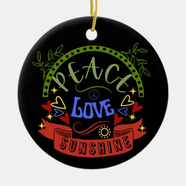 De Cerâmica Ornamento Sunshine do Peace Love (Frente)
