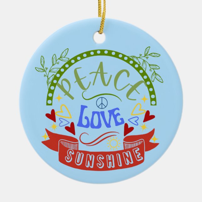 De Cerâmica Ornamento Sunshine do Peace Love (Frente)