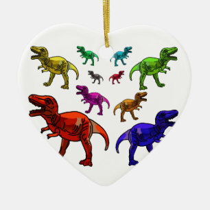 De Cerâmica Ornamento T-Rex Colorido