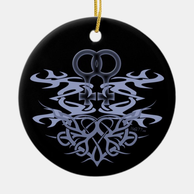 De Cerâmica Ornamento tribais lésbicas do costume do coração (Frente)