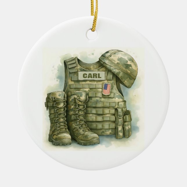 De Cerâmica Ornamento Uniforme Militar, Militar, Boots & Hat (Frente)