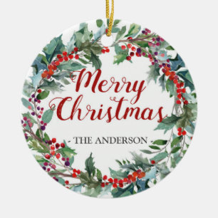 De Cerâmica Ornamento verde da foto da grinalda do Natal