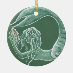 De Cerâmica Ornamento verde da sereia