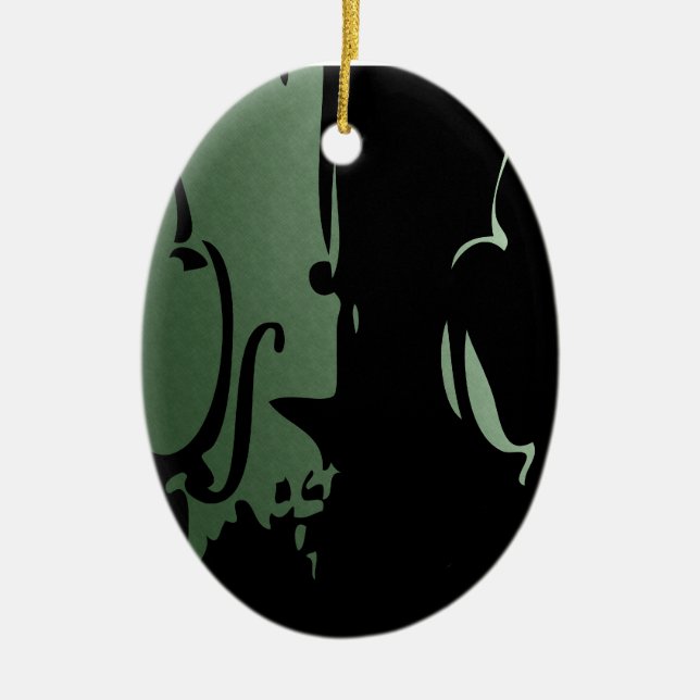 De Cerâmica Ornamento verde do violino (Frente)