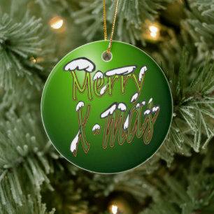 De Cerâmica Ornamento Verde Feliz X-Mas