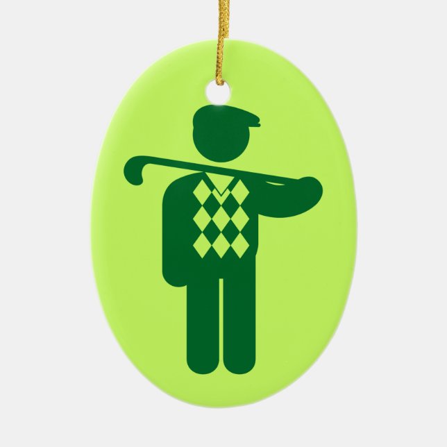 De Cerâmica Ornamento Verde Golf Golfer (Frente)