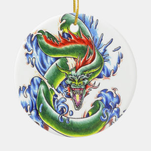 De Cerâmica Ornamento verde legal do estilo do tatuagem do