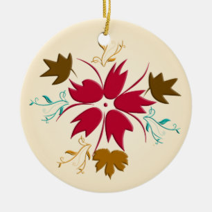 De Cerâmica Ornamento vermelho da flor do Natal