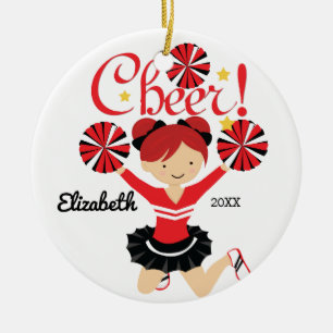 De Cerâmica Ornamento vermelho do cheerleader do cabelo do
