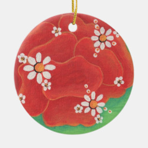 De Cerâmica Ornamento vermelho do círculo das pétalas