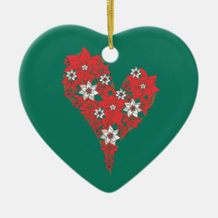De Cerâmica Ornamento vermelho do Feliz Natal do coração da