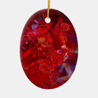 DE CERÂMICA ORNAMENTO VERMELHO POÉTICO