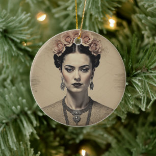 De Cerâmica Ornamento Vintage Rainha Rosa Sépia