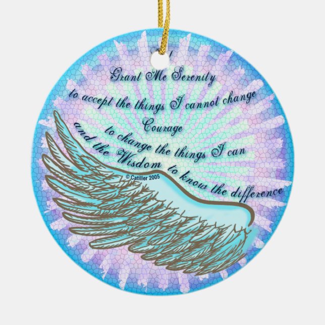 De Cerâmica Ornamento Violet Wing Serenity Prayer (Frente)