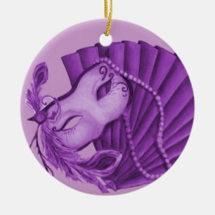 De Cerâmica Ornamento Violeta Mascarada