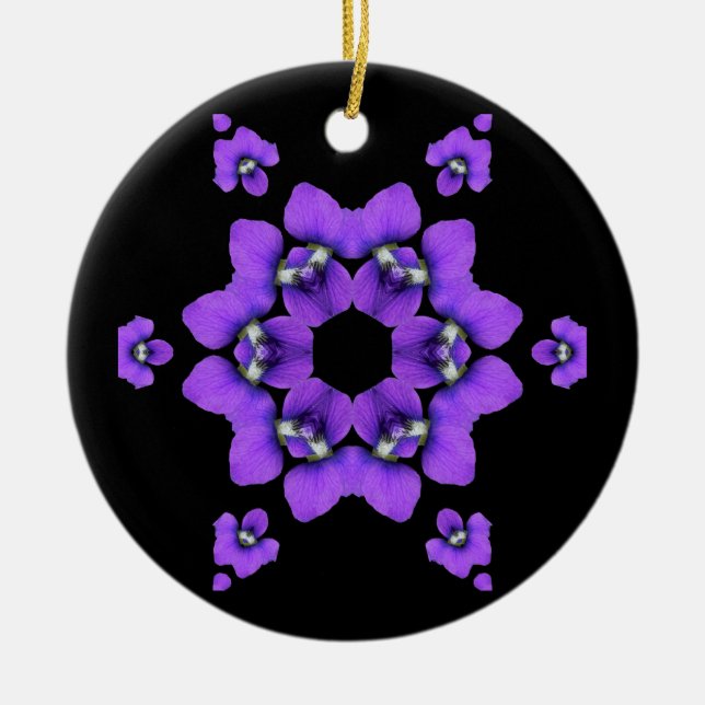 De Cerâmica Ornamento violeta roxo do caleidoscópio (Frente)