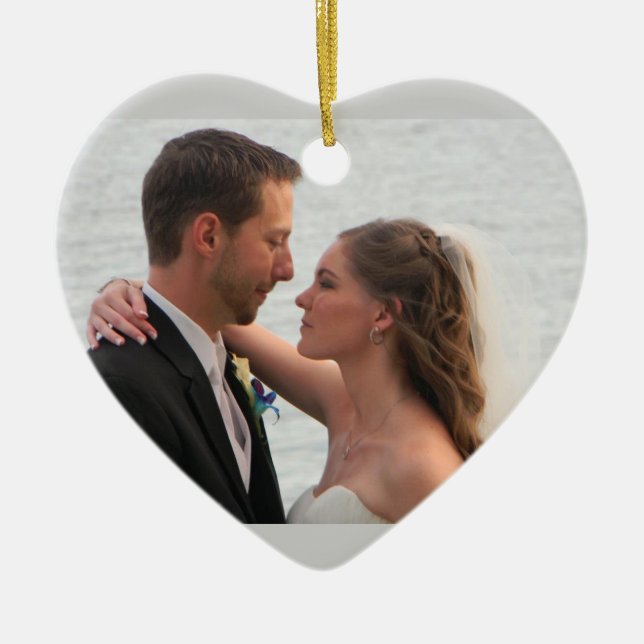 De Cerâmica Ornamento Wedding personalizado da foto (Frente)