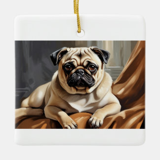 De Cerâmica Ornamento Whimsical Pug
