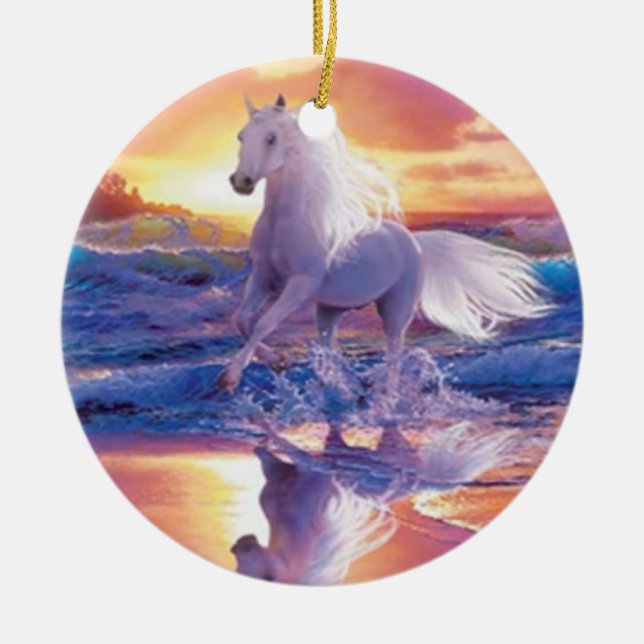 De Cerâmica Ornamento White Stallion (Frente)