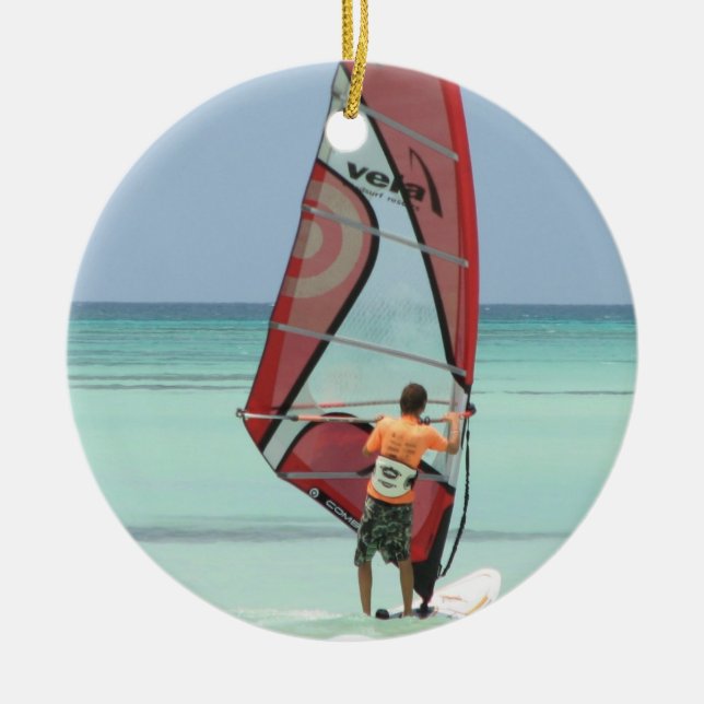 De Cerâmica Ornamento Windsurfing (Frente)