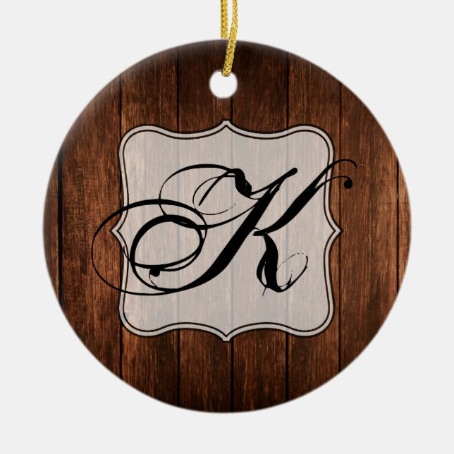 De Cerâmica Ornamento XMAS Personalizado Barn Wood Country Rit (Frente)