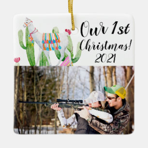 De Cerâmica Ornamento XMAS Personalizado Boho Llama Bohemian C