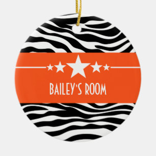 De Cerâmica Ornamento Zebra Estrela Sassy Laranja
