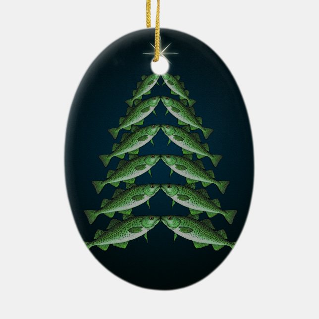 De Cerâmica Os doze bacalhaus do ornamento do oval do Natal (Verso)