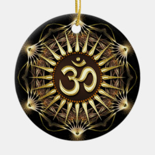 De Cerâmica Ouro OM Hexágono Orgânico Ornamento Cerâmico