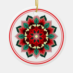 De Cerâmica Padrão Mandala 02 em ornamento cerâmico vermelho