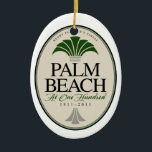 De Cerâmica Palm Beach no ornamento 100<br><div class="desc">Comemorando o centennial da incorporação da cidade do Palm Beach,  Florida. O recurso do inverno de Henry Flagler girou o paraíso para a sociedade alta,  o estilo alto e a vida alta.</div>