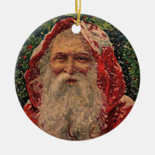 De Cerâmica Papai noel do vintage na neve - ornamento