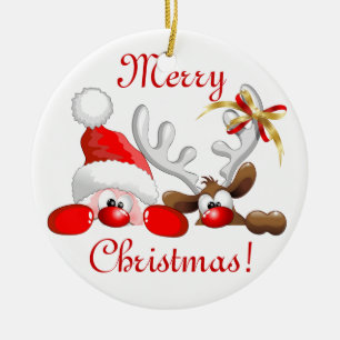 De Cerâmica Papai noel e ornamento engraçados dos desenhos