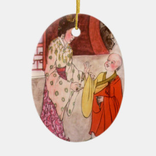 De Cerâmica Pequeno Ornamento Monge Budista