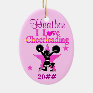 DE CERÂMICA PERSONALIZAR E DATAR EU AMO O ORNAMENTO CHEERLEADI