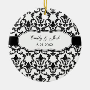 De Cerâmica Personalize o ornamento preto do damasco