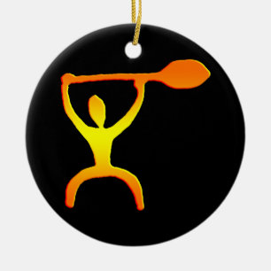 De Cerâmica Petroglyph havaiano do homem da pá - ornamento