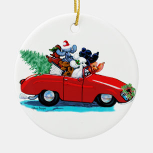 De Cerâmica Poodles em Ornamento Retro Convertível
