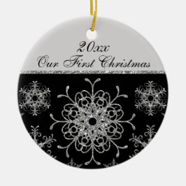 De Cerâmica Preto, ornamento da lembrança do Natal da prata ø