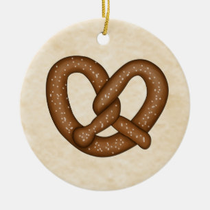 De Cerâmica Pretzel com Ornamento Beige Bkgd
