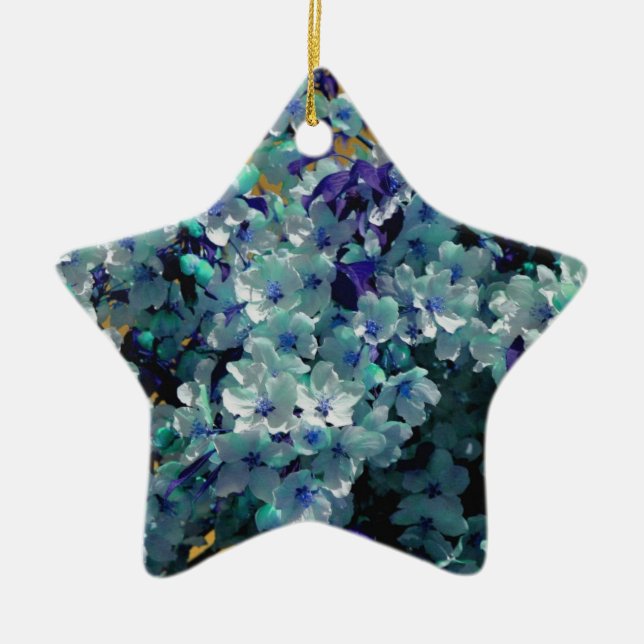 De Cerâmica Primavera Azul Brilhante Flor Ornamento (Frente)