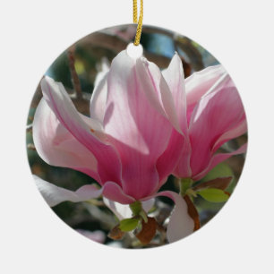 De Cerâmica Primavera cor-de-rosa Magnolia Brilhante Ornamento