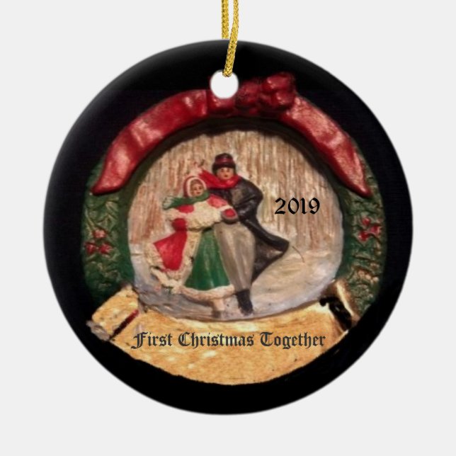 DE CERÂMICA PRIMEIRA ORNAMENTO XMAS DO CASAL 2019 (Frente)