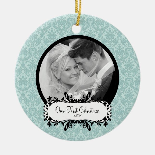 De Cerâmica Primeiro damasco do azul do ornamento da foto do (Frente)