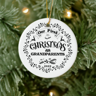 De Cerâmica Primeiro Natal Como Avós - Ornamento Cerâmico