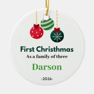 De Cerâmica Primeiro Natal como ornamento Personalizado da Fam